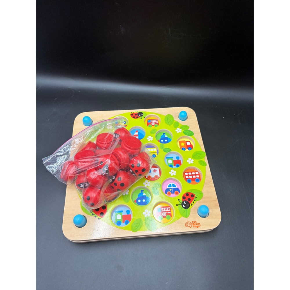 Fat Brain Toys Ladybugs Garden Wooden Memory Matching Game F131 Toddler Toy
